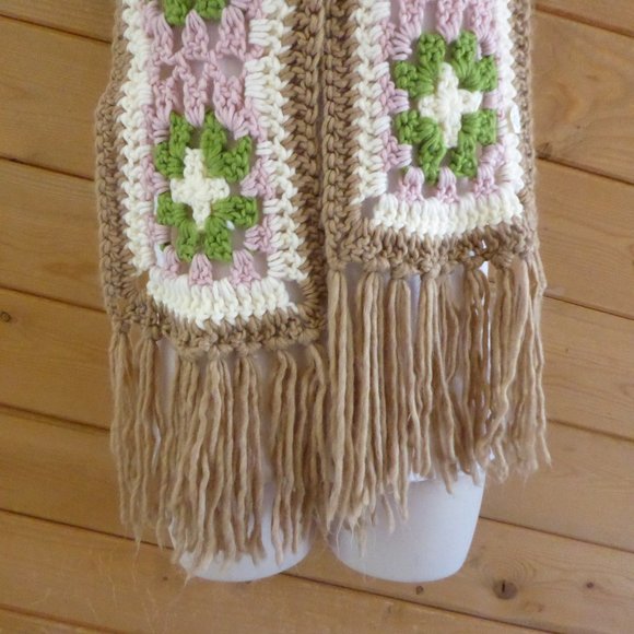 Handmade Hand Crafted Knitted Crochet Long Scarf Shawl Wrap - Picture 4 of 8
